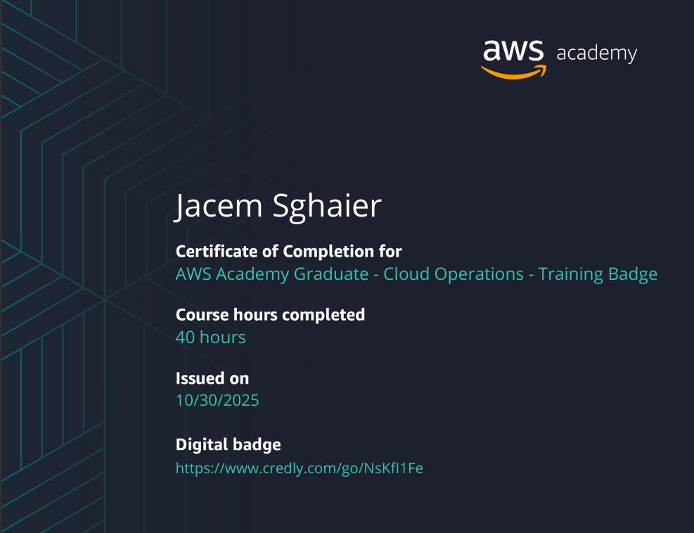 AWS Academy Cloud Operations certificate