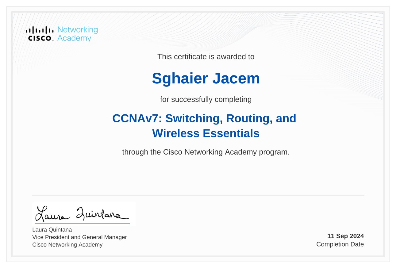 Cisco CCNA certificate