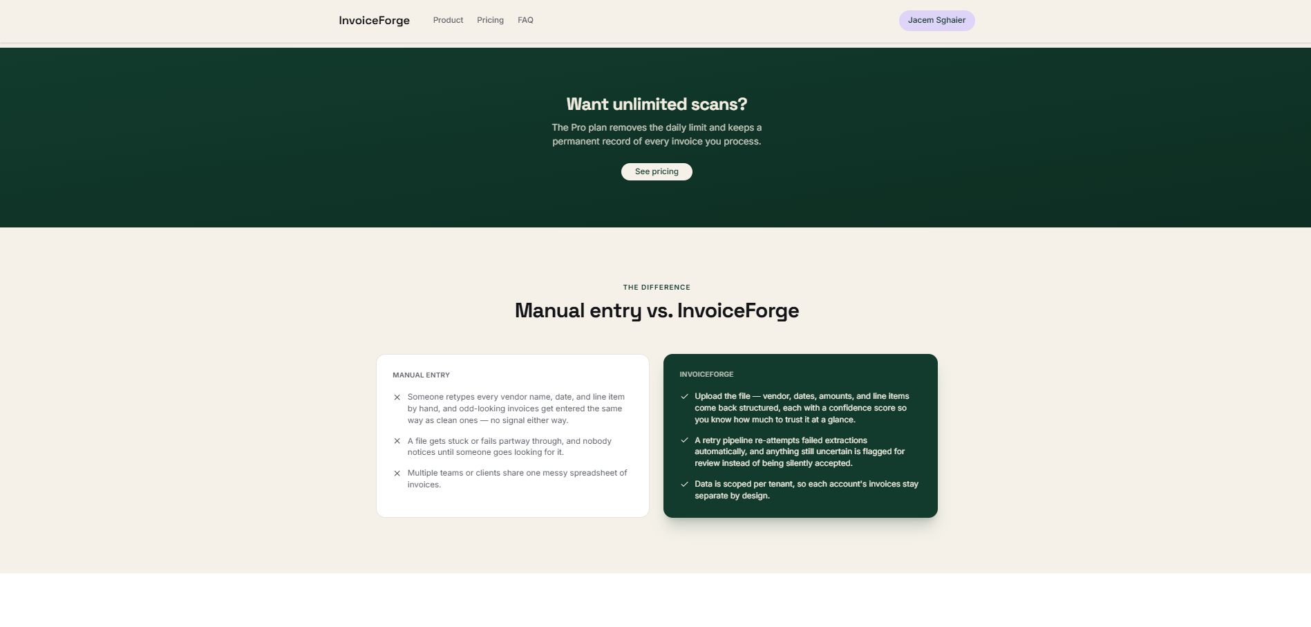 InvoiceForge dashboard — screenshot 3