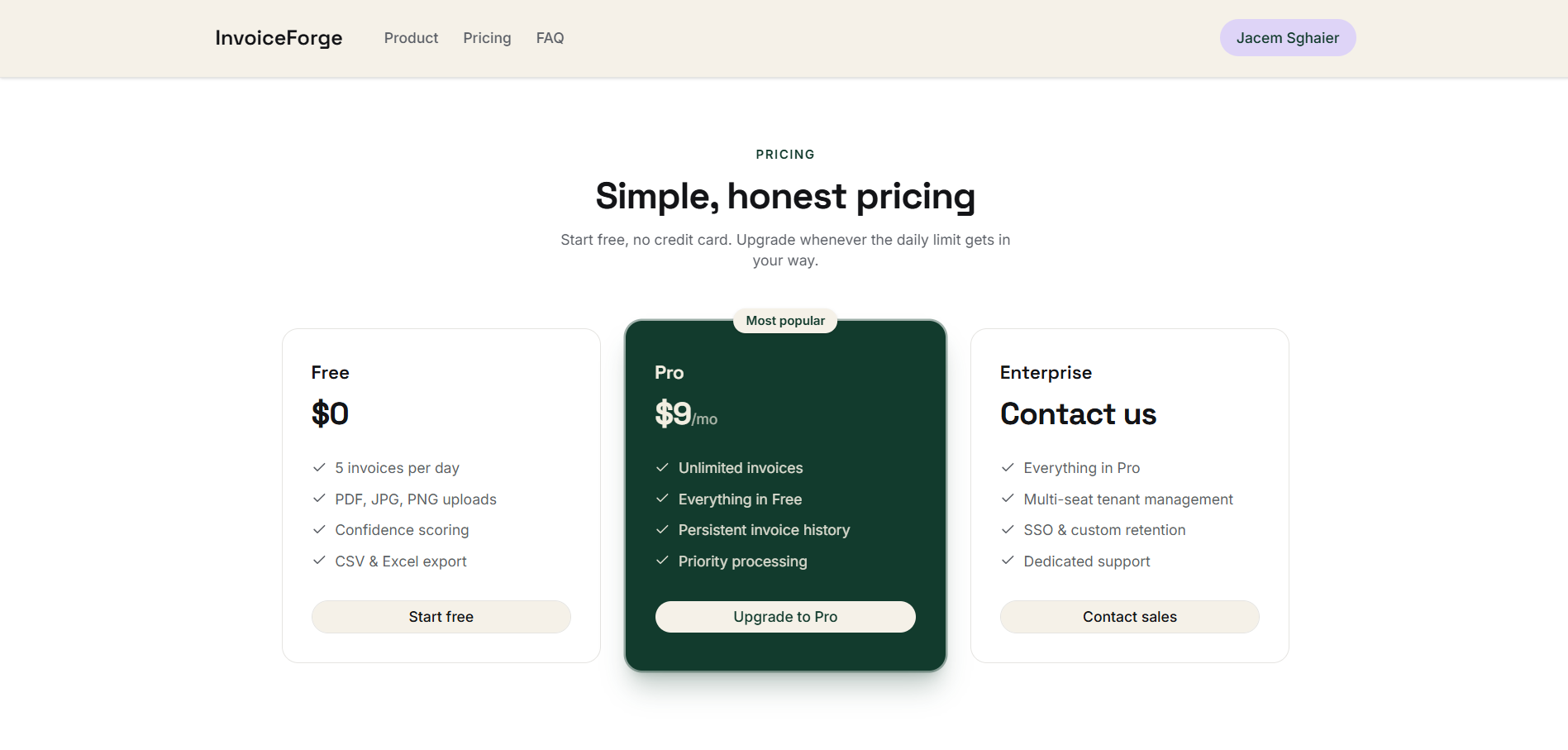 InvoiceForge dashboard — screenshot 6