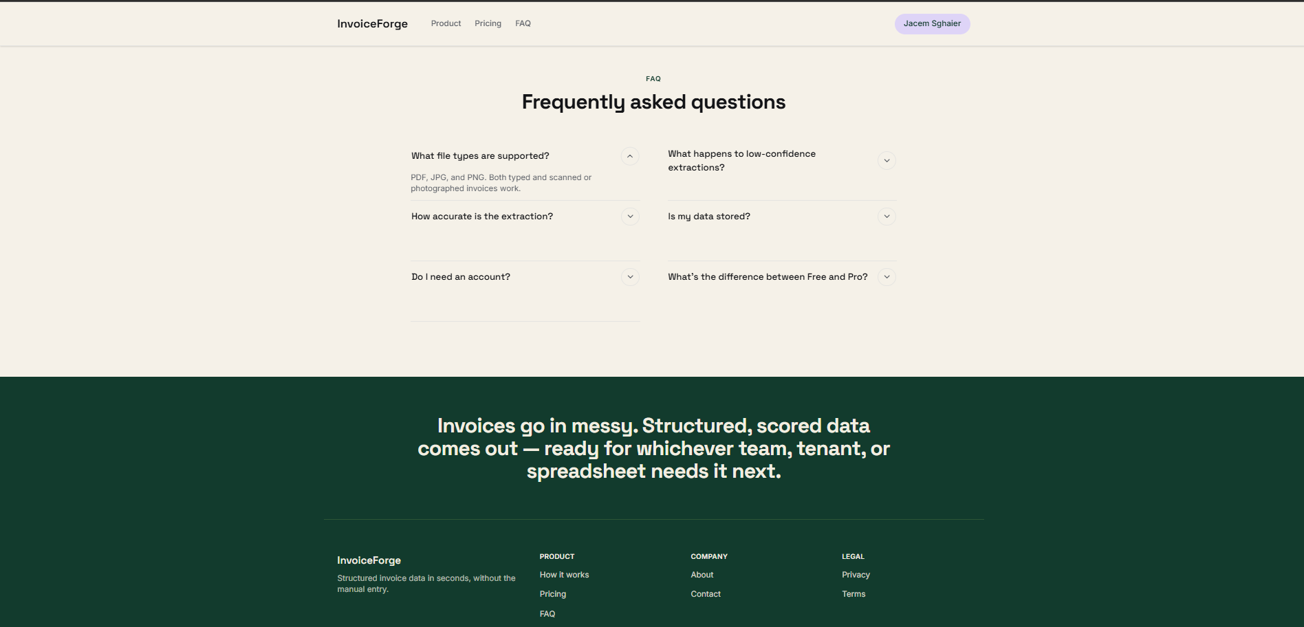 InvoiceForge dashboard — screenshot 7