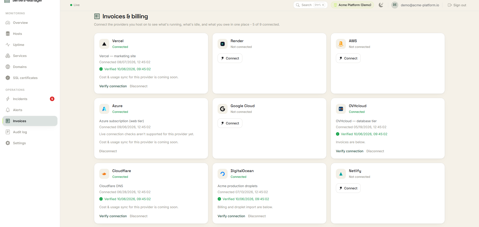 Servers-Manager overview dashboard — screenshot 7
